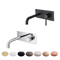 Robinet de lavabo mural moderne noir à poignée unique et trou unique en laiton, robinet de lavabo dissimulé pour salle de bain