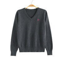 Pull Kawashima Shuijizhong / Ensemble de pulls JK original, pull à col en V, uniforme de classe, haut en tricot de coton brodé à manches longues