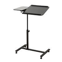 Table d'ordinateur portable pliable en métal avec surface en bois, hauteur réglable, station de travail mobile pour la maison et le bureau