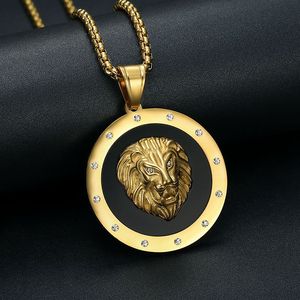 yunnique Hip Hop Lion Head Pendant Necklace Stainless Steel Gold <b>Silver</b> Plated Rhinestone Animal Zodiac Unisex Jewelry - Product Image 4