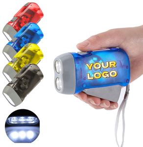 Mini lampe torche d'urgence à manivelle, petite torche porte-clés, cadeau idéal pour le camping, la randonnée, les voyages, lampe de poche EDC à 3 LED, personnalisable - Product Image 1