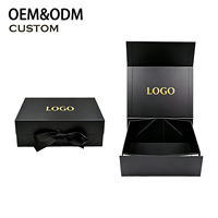 Coffret Cadeau Portable de Luxe Haut de Gamme Noir Pliable Magnétique Rigide en Papier Écologique Réutilisable Biodégradable Fabriqué à Partir de Matériaux Recyclés