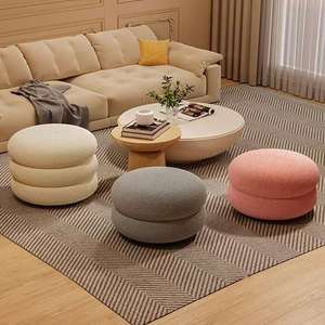 Pouf rond en peluche douce - Ottoman empilable pour entrée et salon - Product Image 6