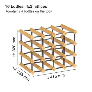 Portabottiglie per vino in bambù da pavimento espositore portabottiglie portabottiglie in legno portabottiglie modulare impilabile in legno