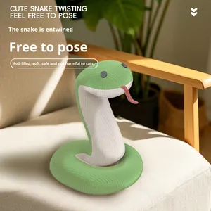 Jouet en peluche Serpent Vert, Simulation de Morsure, Doux, Résistant aux Rayures, Jouet à Mâcher, Auto-entretenant, Matériau EVA Écologique, 37x5cm - Product Image 2