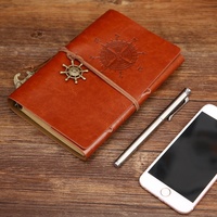 Vintage Piraten-Anker Blatt-Design Notizbuch A5 A6 A7 Retro Loseblatt PU-Leder Geschenk Mini 80 Blatt Umweltfreundlich