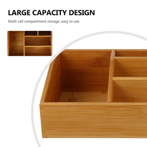 Bamboo Desktop Storage Box Multi Compartment Organizer For Cosmetics Jewelry Eco Friendly Natural Wood - Product Image 4