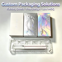 Boîte en papier holographique personnalisée avec insert en plastique moulé, boîte rigide de qualité supérieure pour l'emballage de kits de produits de beauté