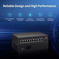 Switch PoE de Alta Calidad de 120W con 8 Puertos PoE y 2 Puertos de Enlace Ascendente Ethernet de 100Mbps, AI Watchdog, Switch de 10 Puertos con Alimentación a Través de Ethernet