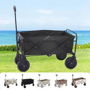 Chariot de transport à bagages de grande capacité pour le shopping, le camping et la randonnée Chariot pliable à deux roulements Plage Pique-nique Quatre roues robustes - Product Image 2