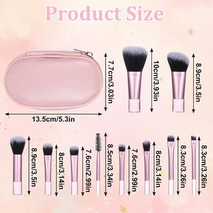 Juego de Brochas de Maquillaje Veganas Personalizadas de 10 Piezas, Portátiles, Lindas, de Lujo, Color Rosa, Premium, de Viaje, Sintéticas, Profesionales, Mini, con Estuche de PU - Product Image 5