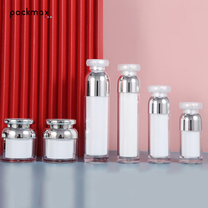 <b>Mirror</b> Plated <b>Acrylic</b> Cylinder Shape Airless Bottle 15-100g Mushroom Pump Cap with PMMA+PP Base for Toner Lotion & Cream - Product Image 3