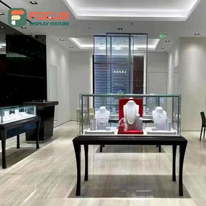 Wooden Jewelry Counter Glass Display Cabinet Jewelry Display Rack <b>Wall</b> Mounted LED Light Luxury Display Cabinet - Product Image 1