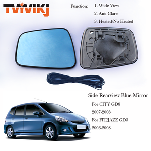 Tvyvikj กระจกมองหลังด้านนอกเลนส์กระจกสีฟ้าสำหรับฮอนด้าฟิตแจ๊สซิตี้2003 2004 2007 2008 <span class=keywords><strong>2005</strong></span> 2006ที่มีปีกโคมไฟ - Product Image 2