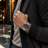 Reloj de pulsera hueco con diseño mecánico para hombre - Reloj de cuarzo de alta gama con correa de acero inoxidable y caja de aleación de 43 mm con esfera de puntero de moda