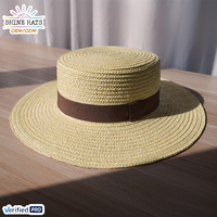 Shinehats 2025 OEM classique chapeau de canotier à large bord blé tissé à la main unisexe Sombrero maroc décontracté en gros chapeau de paille ceinture en Satin