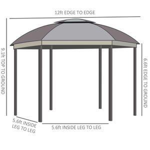 Gazebo para exteriores de 144x144 pulgadas con doble techo, lona impermeable, paredes laterales con mosquitera y cortinas para uso en patio y jardín. - Product Image 4
