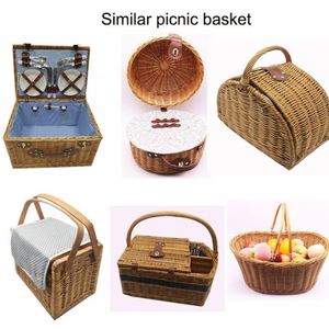 <span class=keywords><strong>Panier</strong></span> pique-nique classique en bambou pour le linge, sac cabas Saint-Valentin, paniers mignons complets avec couverts - Product Image 2