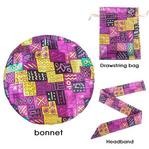 African Double Layer Silk Satin Bonnets Headwrap <b>Bag</b> for Hair Protection All-Night Comfort with XL Scrunchie Promotion Gift Set - Product Image 3