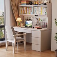 Bureau d'étude ergonomique en bois robuste et moderne, ensemble de bureau réglable en hauteur avec étagère et chaise, assemblé, pour chambre à coucher, écologique
