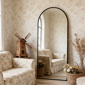 <span class=keywords><strong>Espejo</strong></span> de Pie <span class=keywords><strong>Redondo</strong></span> de Cuerpo Entero, Estilo Vintage, Decorativo, con Marco Arqueado, <span class=keywords><strong>Espejo</strong></span> de Pared Grande, <span class=keywords><strong>Espejo</strong></span> de Pie - Product Image 4