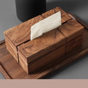 <b>Black</b> walnut solid wood tissue box, <b>square</b> shape, for home use, living room, <b>coffee</b> <b>table</b>, high-end, light luxury tissue - Product Image 4