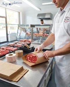 Wholesale Food Safe Handling Labels 2.25x1.125 Inch 1000 <b>Stickers</b> Per <b>Roll</b> Custom Print Meat Safety Information Adhesive Labels - Product Image 1