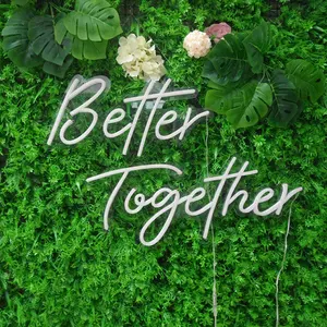 LED Neon Light Sign Better Together Hanging Neon Art Wall Sign PC Light-Up Letter for Wedding Party & Home Advertising Car Usage