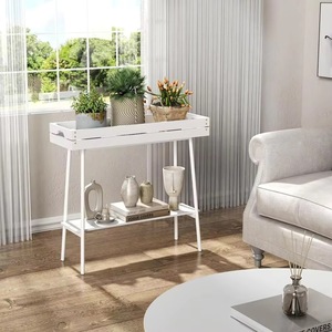 Étagère de présentation en bambou blanc à deux niveaux pour balcon de jardin extérieur, support pour plantes avec rangement - Product Image 4