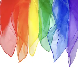 Creative Montessori and Waldorf Education Rainbow pastel Play Silks Set of 6 Colorful Play Sensory Scarves for kids