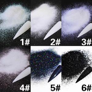 Poudre à ongles chromée holographique noire et blanche <span class=keywords><strong>effet</strong></span> <span class=keywords><strong>sucre</strong></span> brillant 10g pour la décoration de manucure - Product Image 4