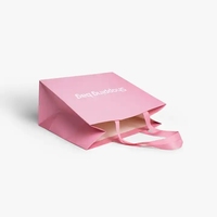 Luxury Clothing Gift Shopping Packaging Paper Bags Kraft Paper Retail Packing Pink White Craft Paper Hot Stamping Paperboard