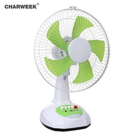 Ventilateur de table solaire rechargeable vert de 12 pouces, panneau solaire 9V3W en option, batterie 6V4.5AH, autonomie de 3 à 10 heures, solaire+batterie+électrique