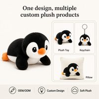 Peluche pingouin couché personnalisée, jouet en peluche mignon de dessin animé, oiseau en peluche doux et moelleux pour cadeau de vacances, décoration intérieure, faible MOQ, OEM, ODM