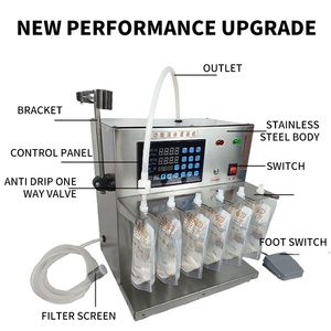 Máquina de llenado y dispensación de líquidos con seis cabezales para bolsas con boquilla, para bebidas, zumos, café, con tapa de rosca, de plástico, para escritorio, al por mayor - Product Image 2