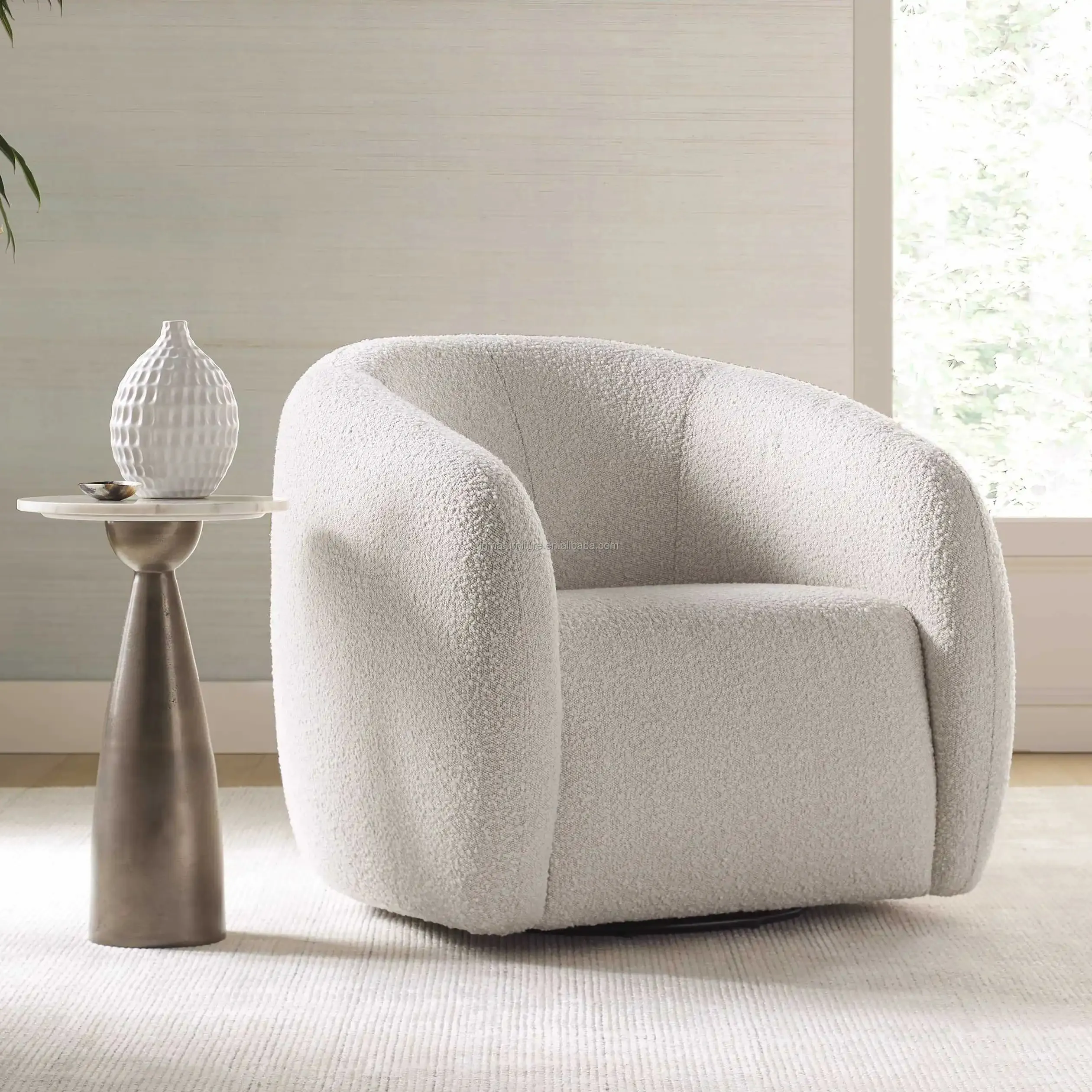 Sedia moderna per il tempo libero soggiorno mobili con struttura in legno tessuto sedia girevole