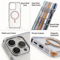 Casing Pelindung Kamera Anti Sidik Jari Magnetik Tahan Banting Model Ins, Tipis Tanpa Hambatan Saat Pengisian Daya, Bahan TPU+PC, untuk 18 Pro/Pro Max