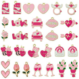 Pendentif porte-clés DIY en alliage avec <span class=keywords><strong>pierre</strong></span> naturelle en forme de cœur, série Saint-Valentin - Product Image 2