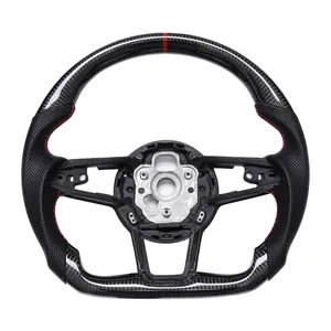 Real Carbon Fiber Flat Customized Sport Universal Steering Wheel For TT TTS R8