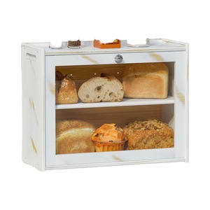 Caja de pan de bambú de doble capa, fácil de transportar, de gran capacidad, con puerta transparente y asa, adecuada para almacenar alimentos en el - Product Image 1