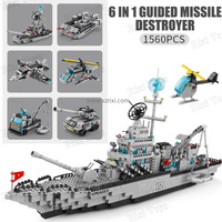 LELE BROTHER 8734 MOC City 6 en 1 Bateau de Guerre Maquette à Assembler Cadeau pour Adultes 1560 Pièces Ensembles de Blocs de Construction