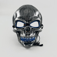 Masque d'Halloween EL clignotant en plastique PP écologique, masque LED en forme de crâne pour fête costumée, fête foraine, fournitures de fête