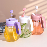 JM Tasse à paille en verre mignonne pour la maison avec couvercle, tasse à thé pour filles, tasse à café d'été pour le bureau
