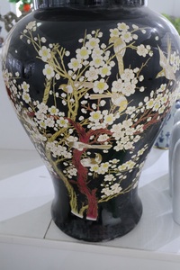 Farm house design <span class=keywords><strong>accessori</strong></span> per la decorazione della <span class=keywords><strong>casa</strong></span> neri vaso in ceramica per interni di lusso moderno barattolo di zenzero con stampa dorata - Product Image 3