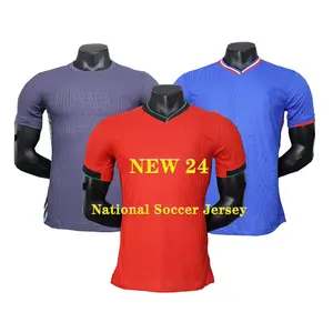 24 25 diskon besar pemasok Jersey sepak bola nasional tim murah 2 sisi Jersey sepak bola bolak-balik pakaian sepak bola kualitas tinggi Thailand