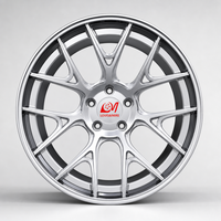 Nouvelle jante en alliage d'aluminium forgé à 14 rayons, design Y bicolore argent-noir, logo personnalisé, jante de voiture 16-22 pouces 5x114.3