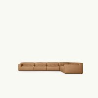 Canapé d'angle capitonné en tissu beige moderne de luxe AH avec chaise longue gauche et accoudoirs larges pour salon, maison, hôtel, appartement
