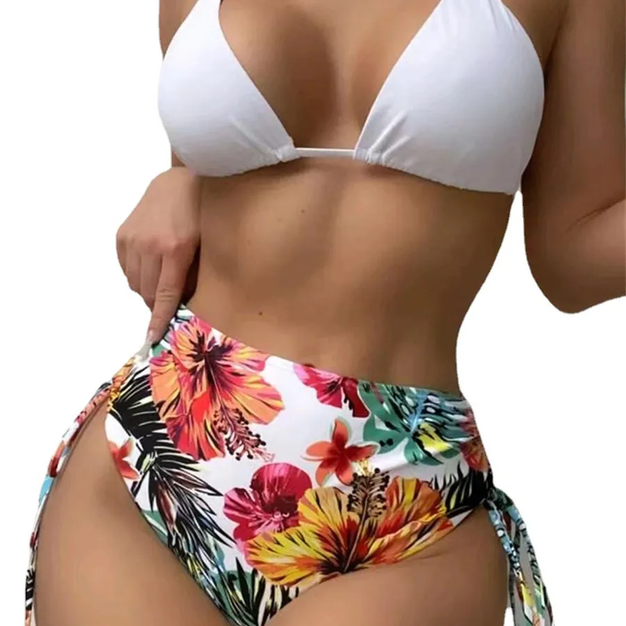 OEM bra Womens Bathing Suits Push Up Halter Bandage Bikini Floral Printed Swim Bottoms Two Piece Swimsuits swimwear beachwear