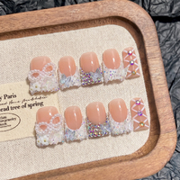 Ongles artificiels en acrylique faits à la main, conformes à la norme MSDS, en PMMA 3D courbé, à pression, couvrance totale, 10 pièces