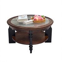 Table basse ronde en bois massif de style vintage français, table d'appoint pour salon, table de balcon, table basse pour petits appartements
